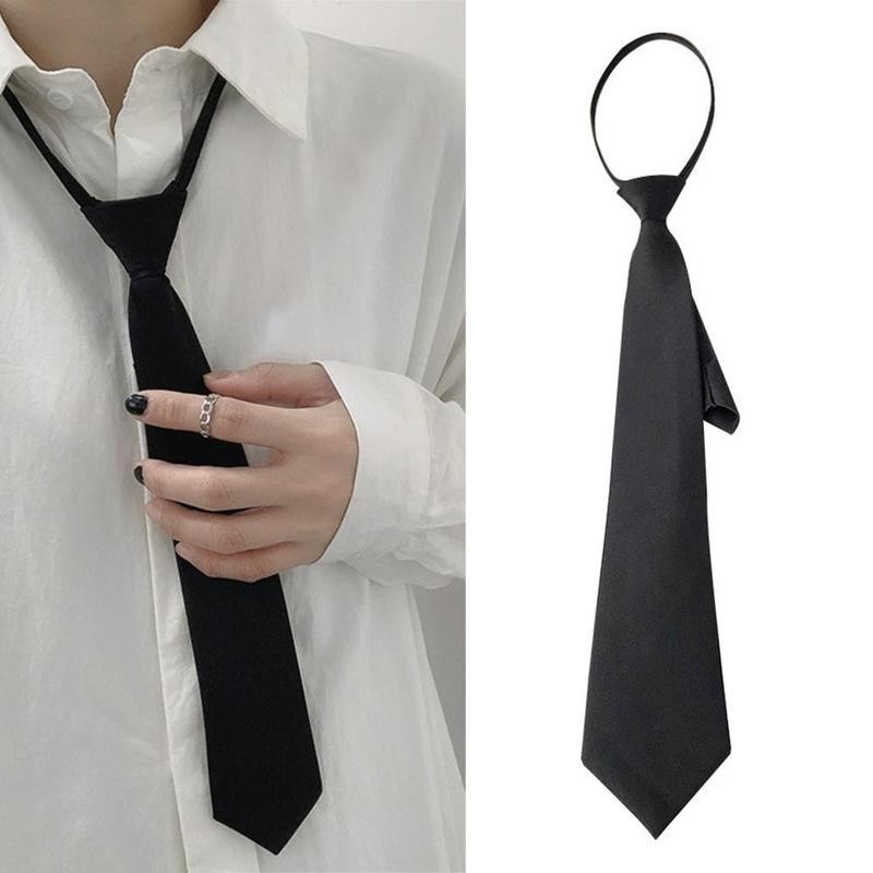 ราคาและรีวิวเนคไท เน็คไท สำหรับผู้หญิง Zipper Necktie For Men Women Tie for Boys Girls Suits 5cm SolidTies Slim Girls Neck tiie