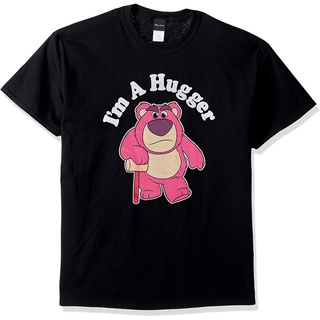 เสื้อยืดวินเทจ100%cotton เสื้อยืดคอวีผู้ชาย Disney Mens Toy Story Lotso Huggin Bear Im A Hugger Graphic T-Shirt men เส