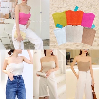 strapless knit top🤍(270฿ฟรีส่ง) เสื้อเกาะอก เนื้อผ้าไหมพรม ยืดหยุ่น ทรงสวยมากค่า งานดีสุดๆ รุ่นนี้ใส่สบายมาก หน้าอกสวย