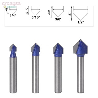 ดอกสว่านแกะสลักคาร์ไบด์ 3 D 4 ชิ้น 1 / 4 นิ้ว Cnc 90 องศา