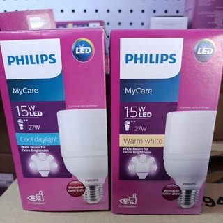 หลอดไฟ LED Philips 15W T70  Daylight warmwhite แสงขาว แสงส้ม  ขั้วเกลียวE27 สว่างกว่าแบบดังเดิม