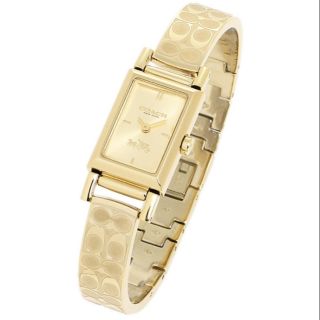 นาฬิกาข้อมือผู้หญิง Coach Womens Signature Etched Plated Bangle Bracelet Watch