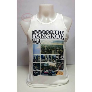 เสื้อกล้าม ลาย BANGKOK ใส่สบาย ไม่รัดรูป เลือกสีได้ แต่คละลาย สีขาว