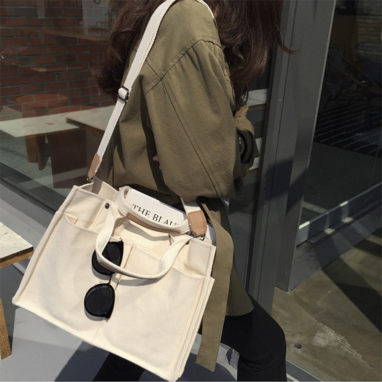 กระเป๋าสะพายข้าง-กระเป๋า-2020-ใหม่นักศึกษาวิทยาลัยอินเทรนด์ทุกคู่กระเป๋าสะพายแฟชั่นเกาหลีรุ่นเรียบง่ายผ้าใบขนาดใหญ่กร