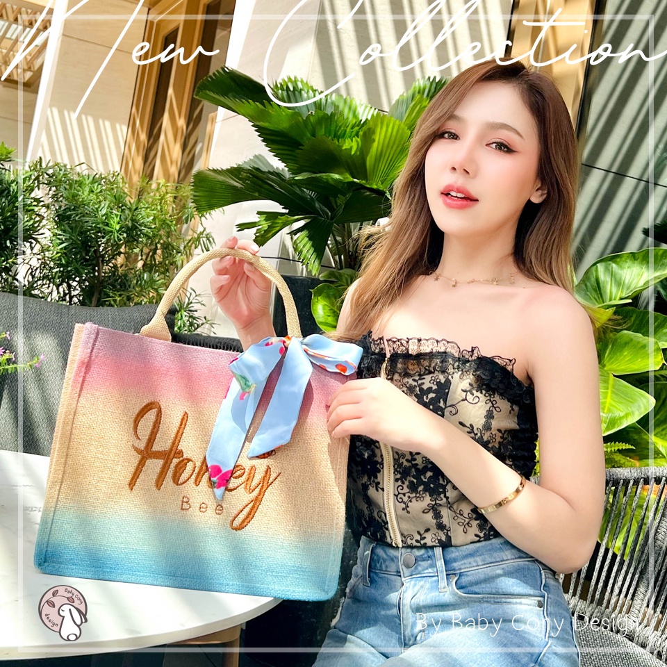 rainbow-กระเป๋ากระสอบสีเรนโบว์-ปักชื่อ-ปักฟรี-พร้อมริบบิ้น