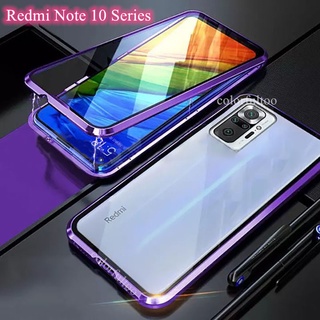 360° Double Side Tempered Glass Metal Magnetic Phone Case Xiaomi Redmi Note 10 Pro 10s Note10 4G 5G Redmi 10 Redmi10 Flip Hard Cover Shockproof Casing