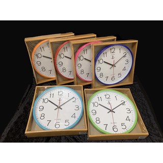 นาฬิกาติดผนัง สมอ สีๆ รหัส 1011 นาฬิกาแขวน  ทรงกลม   นาฬิกาแขวนติดผนัง นาฬิกา ตราสมอ หน้าปัดกระจก มองเห็นตัวเลขชัดเจ