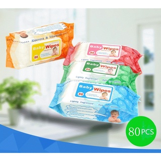 สินค้า ทิชชู่เปียก Baby Wipes   กระดาษทิชชู่เปียก สูตรน้ำบริสุทธิ์ ผ้านุ่มชุ่มชื่น บรรจุ 80 แผ่น พร้อมส่ง ราคาถูก