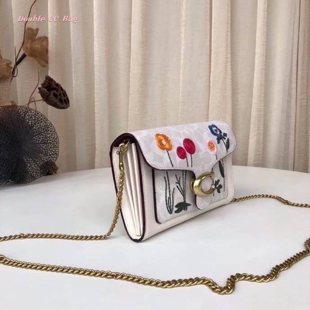 แท้-เชคก่อนโอน-coach-tabby-chain-clutch-in-signature-canvas-with-floral-embroidery