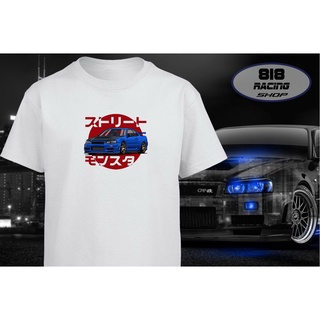 เสื้อยืดผ้าฝ้ายพิมพ์ลายขายดี สตรีทแฟชั่น เสื้อยืด Racing Sport Cars [สีขาว] [NISSAN] [SET 2]คอกลม