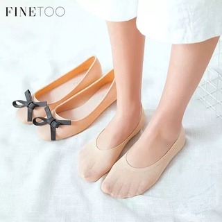 สินค้า Finetoo ถุงเท้าผู้หญิง ถุงเท้าสีดํา สีเบจ ถุงเท้าโพลีเอสเตอร์
