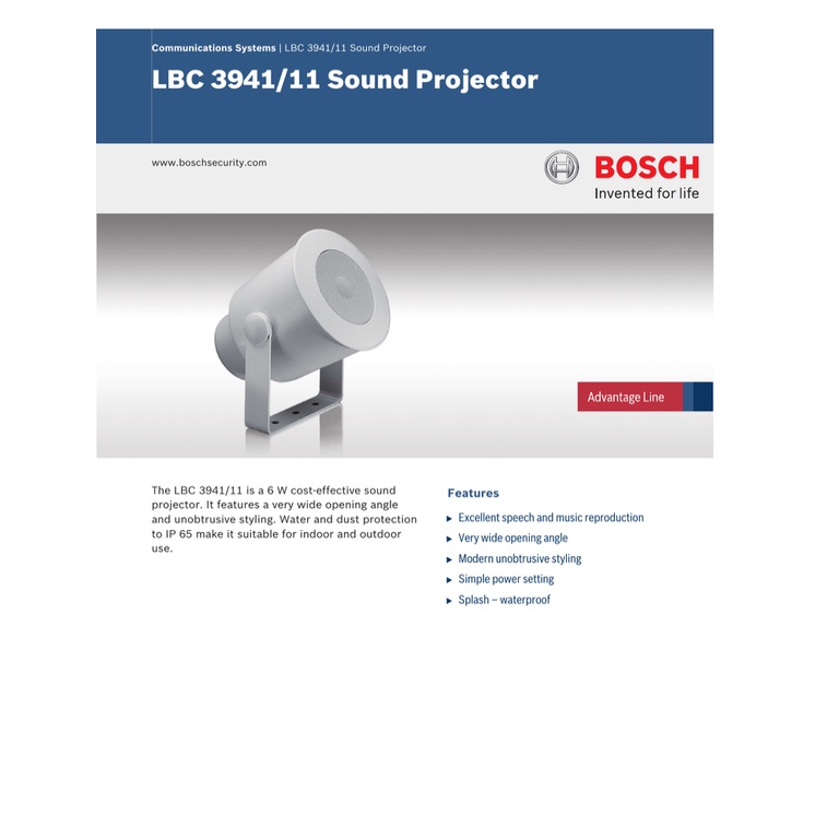 bosch-lbc-3941-12-ลำโพงฮอร์น-sound-projector-6w