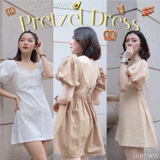 PRETZEL DRESS🥨 เดรสละมุนนี สไตล์ลูกคุณหนู เปิดหลัง สีเอิร์ธโทนเรียบๆ CL017 : CHERRYLEMON