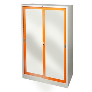 ตู้เสื้อผ้าบานกระจกเงา KSV-126K-OR สีส้ม ตู้เสื้อผ้า 2 บานเลื่อน ดีไซน์สวยงาม จัดเก็บได้หลากหลาย บานเปิดเป็นบานเลื่อนกระ