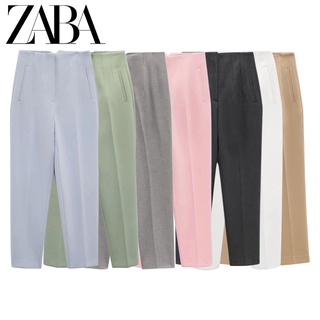 Zara ฤดูใบไม้ผลิ ฤดูร้อน สไตล์ใหม่ แฟชั่นผู้หญิง ลําลอง เอวสูง ความยาวถึงข้อเท้า กางเกงขายาว ผู้หญิง หลายสีให้เลือก7901432