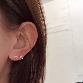 ต่างหู S925, ต่างหูรูปหัวใจ, ต่างหูสไตล์เกาหลีขนาดเล็ก, ต่างหูผู้หญิงเรียบง่าย