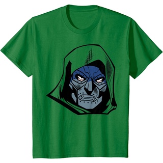 ROUND คอลูกเรือเสื้อยืดแขนสั้น พิมพ์ลาย Marvel Fantastic Four Doctor Doom Big Face สําหรับผู้ชาย
-4XL