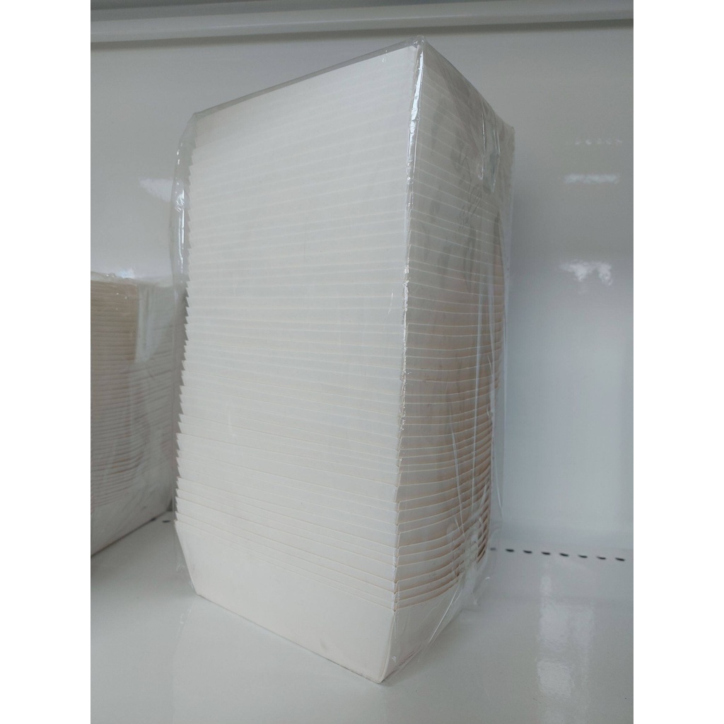 ถาดกระดาษใส่อาหาร-ถาดอาหารกระดาษเคลือบ-pe-สีขาว-ขนาด-10x16x4-cm-50ใบ