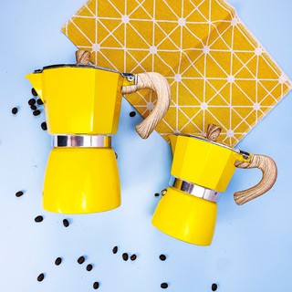 Moka Espresso (สีเหลือง) กาต้มกาแฟ มอคค่าพอท moka pot อลูมิเนียม อิตาเลี่ยน