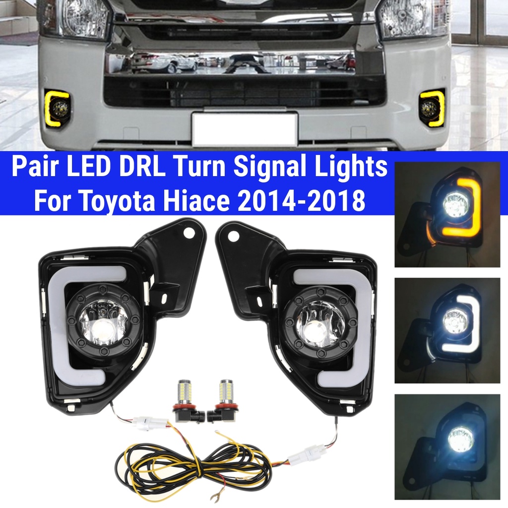 ฟสัญญาณเลี้ยว-led-ไฟกลางวันไฟเดย์ไลท์-ไฟตัดหมอก-abs-drl-daytime-running-light-สําหรับรถยนต์-toyota-hiace-2014-2018