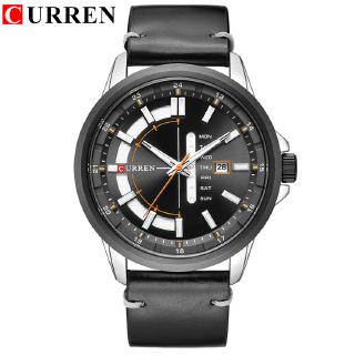 New Mens Watches CURREN Unique Fashion Design Dial Quartz Wristwatch Leather Strap Watch Display Date and Week Clock Gre