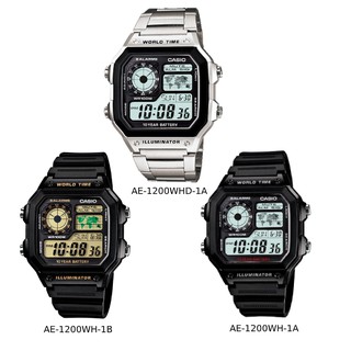 สินค้า Casio นาฬิกาข้อมือผู้ชาย สายสแตนเลส รุ่น AE-1200WHD-1A, AE-1200WH-1A, AE1200WH-1B  โค๊ดส่วนลด 100บาท โค๊ด (NEWMSME)