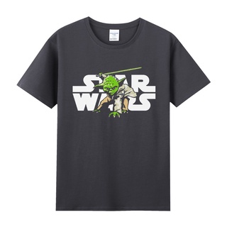 เสื้อยืดสีขาว✥₪◙ภาพยนตร์อเมริกัน ละครอเมริกัน Star Wars Force Yoda master หลวมรอบเสื้อยืดผ้าฝ้ายแขนสั้นผู้ชายและผู้หญิงฤ