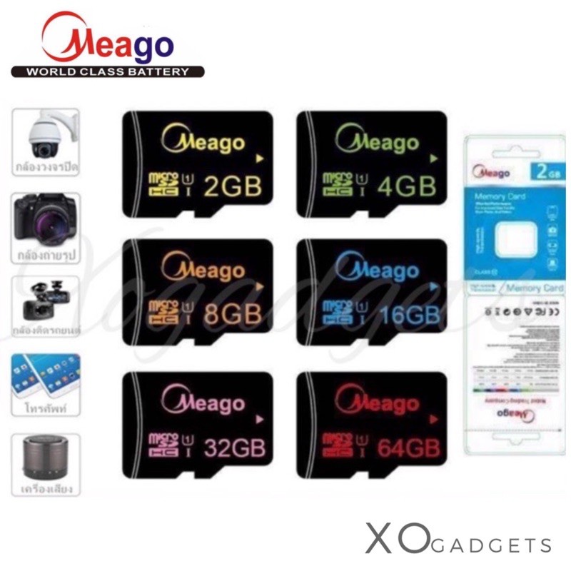 ภาพหน้าปกสินค้าMicro SD Card Meago Class10 เมม mem memorycard เมมเมอรี่การ์ด การ์ดความจำ (งานบริษัท มีมอก.)