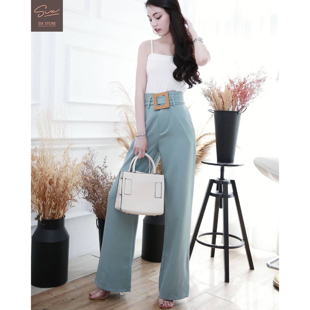 sixstore-pastel-trousers-กางเกงเอวสูงขาบาน