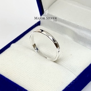 สินค้า 🎁 แหวนทุบลาย กว้าง 2.5มิล / แหวนเงินแท้ 92.5%  แฟชั่น สไตล์คลาสสิค แหวนเงินแท้ 100 Major Silver  :  E-V-Ham2.5/1.3