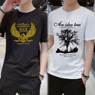 ใหม่ เสื้อยืด แขนสั้น พิมพ์ลายโลโก้นกอินทรี ไซส์ S-5XL ไซส์ใหญ่ เสื้อคู่รัก เสื้อคนอ้วน 100 กก.