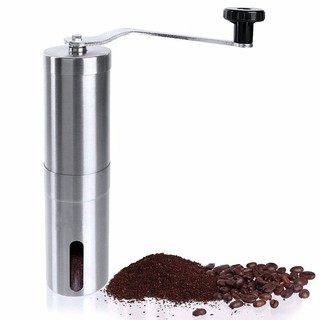 buybuytech coffee silver Mini Stainless Steel Manual Coffee Bean Grinder อุปกรณ์บดแตนเลส สำหรับเมล็ดบดกาแฟส