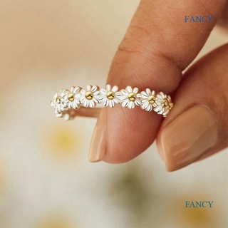 Fancy แหวนเปิด รูปดอกเดซี่ ดอกทานตะวัน ปรับได้ เครื่องประดับแฟชั่น ฤดูร้อน เรียบง่าย ของขวัญ สําหรับผู้หญิง เด็กผู้หญิง