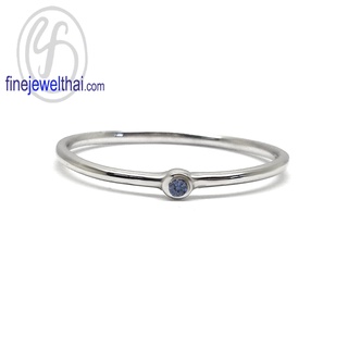 Finejewelthai-แหวนไพลิน-ไพลินแท้-แหวนเงินแท้-พลอยประจำเดือนเกิด-Blue-Sapphire-Silver-Ring-Birthstone-R1362bl