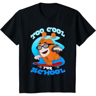 เสื้อยืดอินเทรนด์ผู้ชายอินเทรนด์ผู้หญิงเสื้อยืด พิมพ์ลาย Oddbods Too Cool For School Skateboard สําหรับเด็กผู้ชาย และผู้