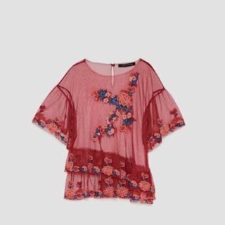 Sale!! Zara embroidered tulle top