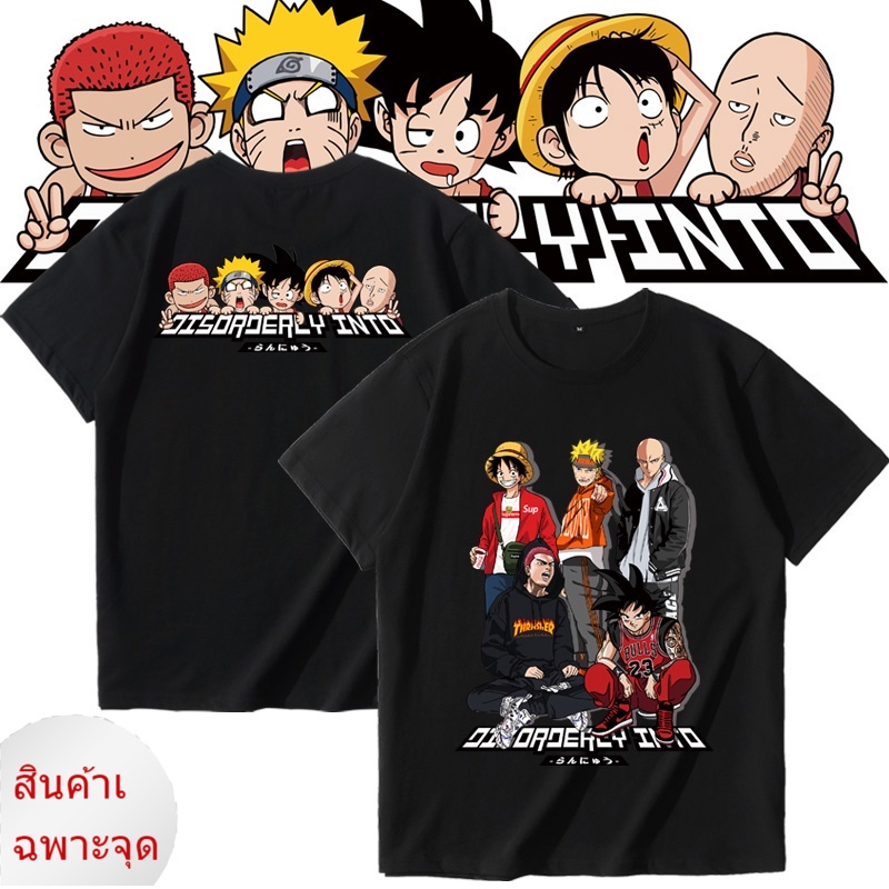 เสื้อยืดแขนสั้น-พิมพ์ลายการ์ตูนอนิเมะ-luffy-goku-naruto-one-punch-man-สําหรับผู้ชาย-และผู้หญิงockใส่สบายๆ