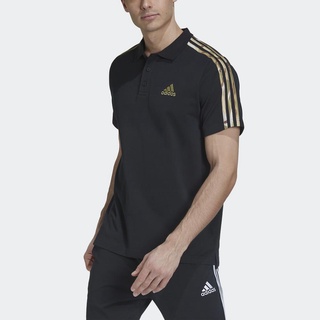 adidas Essentials Piqué Camouflage 3-Stripes Polo Shirt ผู้ชาย สีดำ GK9616