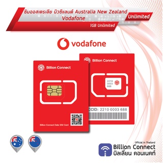 Australia & New Zealand Sim Card Unlimited 1GB Daily Vodafone: ซิมออสเตรเลีย นิวซีแลนด์ 10-30 วัน ซิมต่างประเทศ BC