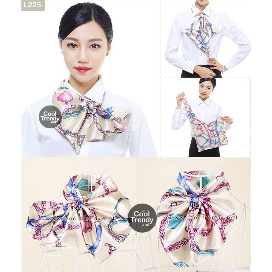 cooltrendy-ผ้าพันคอสำเร็จรูป-ผ้ายูนิฟอร์ม-uniform-scarf-โทนสีน้ำตาล-ทอง