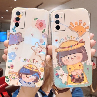 เคสโทรศัพท์ OPPO A16 Casing Fashion Luxury Rhinestone Bling Glitter Lovely Cartoon Flower Sun Girl Yellow Back Cover เคส OPPOA16 Softcase