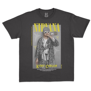 เสื้อยืดคอกลมเสื้อยืด Nirvana - Kurt Cobain  S-5XL