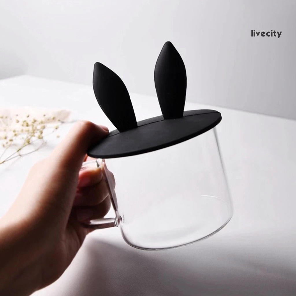 livecity-ฝาปิดแก้วเครื่องดื่ม-รูปหูกระต่ายน่ารัก-สีสดใส
