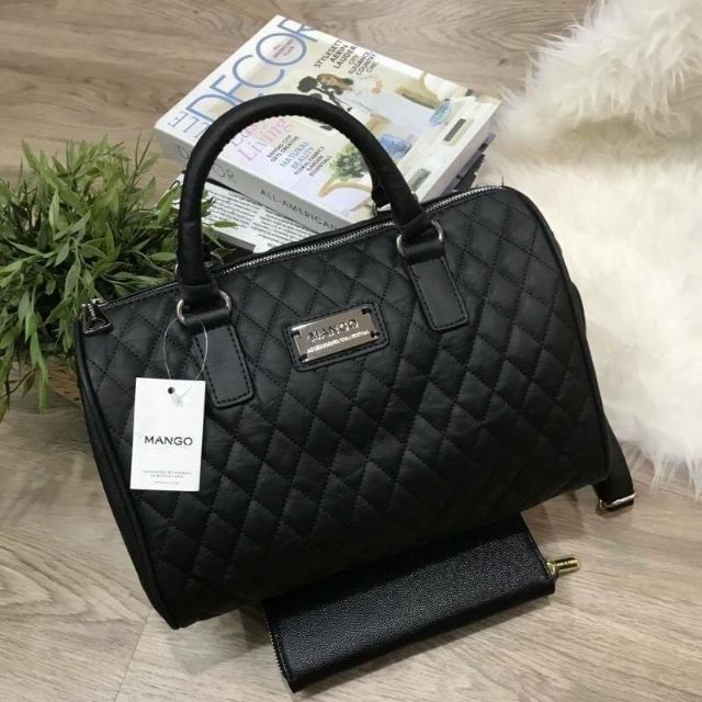 พร้อมส่ง-กระเป๋า-mango-quilted-bowling-bag-ราคานาทีทอง