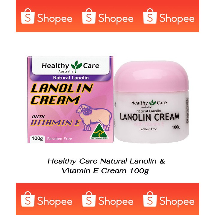 ครีมรกแกะแท้-ครีมออสเตรเลียแท้-สูตรผสมวิตามินe-healthy-care-natural-lanolin-amp-vitamin-e-cream-100g