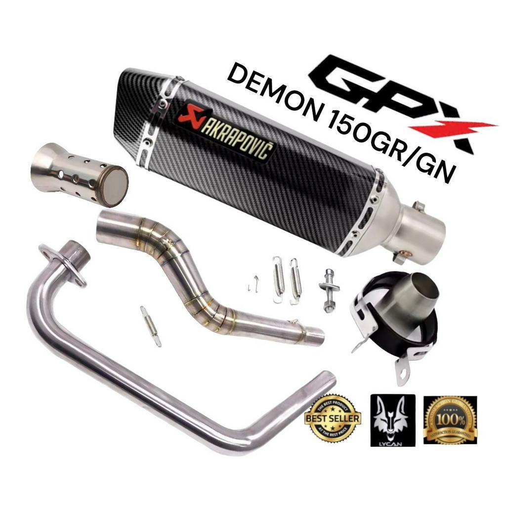 ชุดท่อ-gpx-demon-150gr-gn-คาบูตัวเก่า-ปลายท่อ-14-นิ้ว-เคฟล่า-พร้อมอุปกรณ์สำหรับติดตั้ง-ซื้อวันนี้-แถม-เเคทลดเสียง