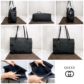 👝: GUCCI Tote Bag Black Canvas Enamel แท้💯%