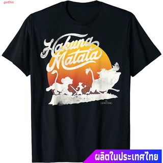 เสื้อยืดผู้ชายและผู้หญิง Disney The Lion King Hakuna Matata Sunset March T-Shirt Short sleeve T-shirts