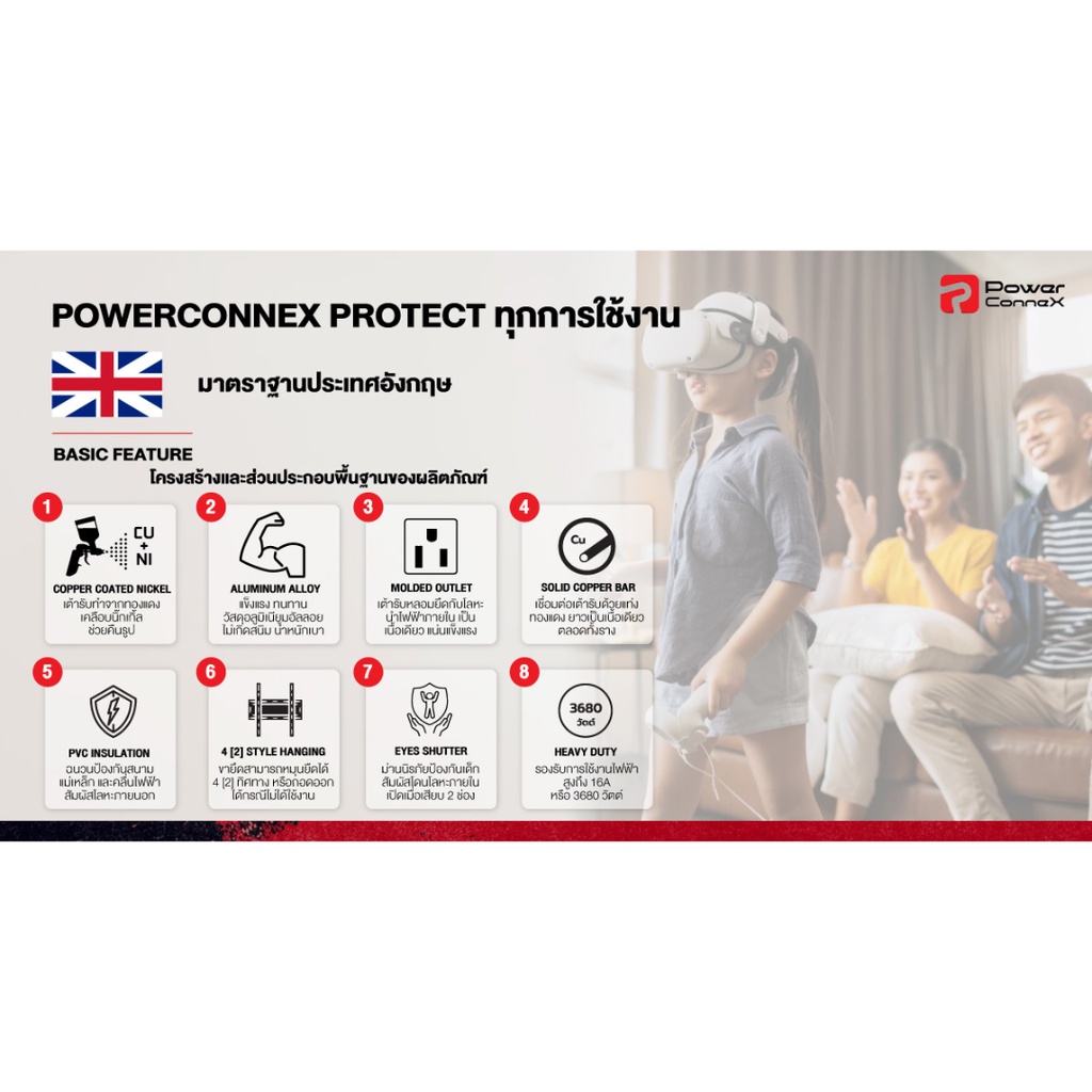 ภาพหน้าปกสินค้าPowerConneX 6xUniversal Outlets,With Master Switch & Overload Protection-ปลั๊กไฟ ปลั๊ก มอก. (PCX-PXB5PHNNS-UL06) จากร้าน powerconnex_official บน Shopee