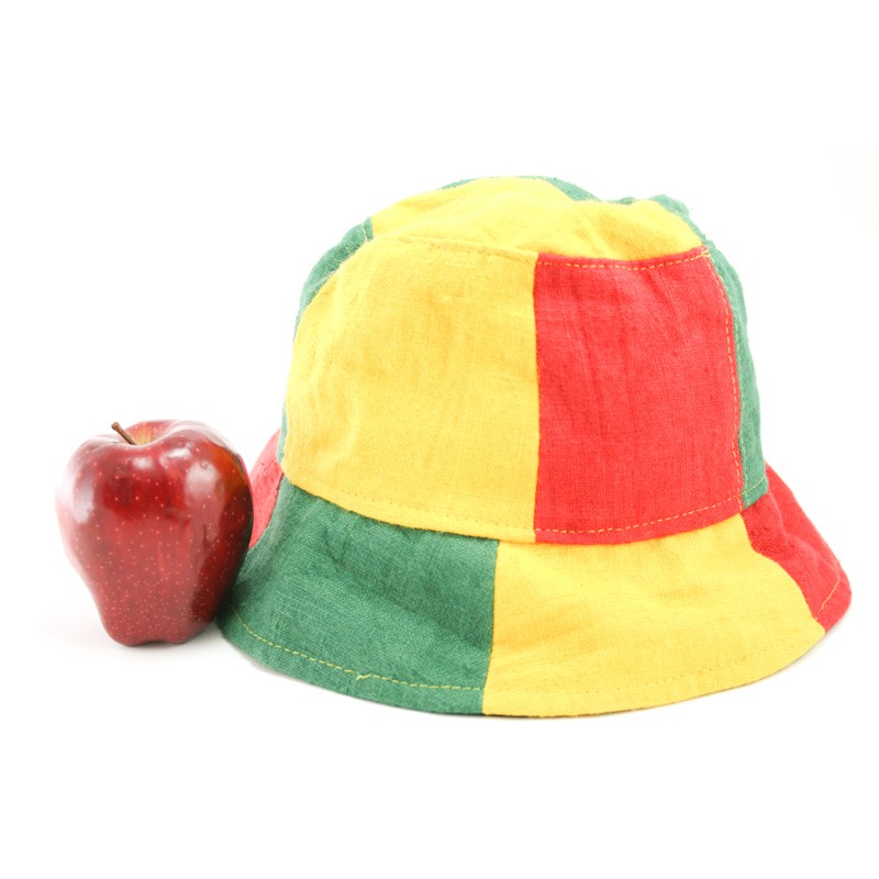 สินค้าราสต้า-bucket-hat-green-yellow-red-reggae-colors-หมวกราสต้าใยธรรมชาติทรงบ็อบสุดเซอร์